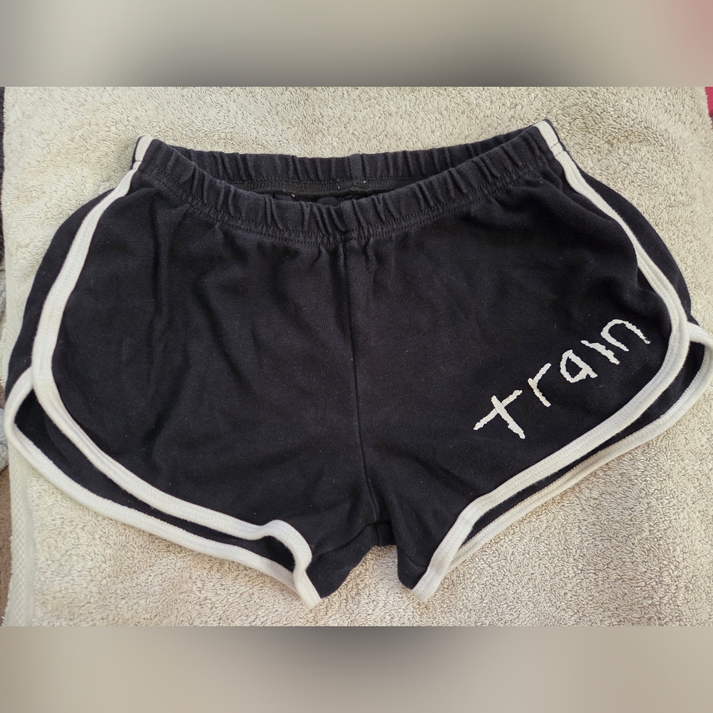 TRAIN- Black Athletic(Booty) Shorts with White Trim